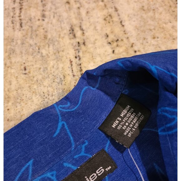 New! Vintage No Boundaries Men's M Aloha Tiki Face Hawaiian Button Shirt Blue - Picture 10 of 13